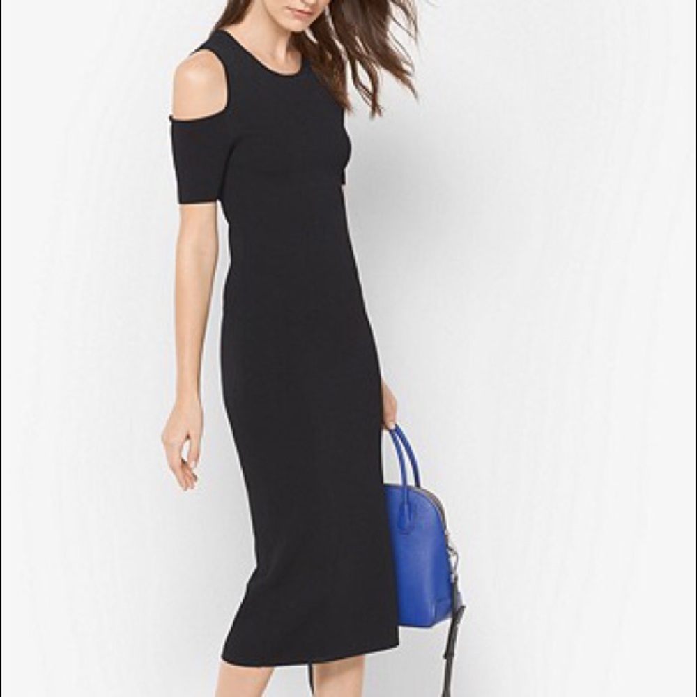 Michael Kors Peekaboo Shoulder Midi Bodycon Dress